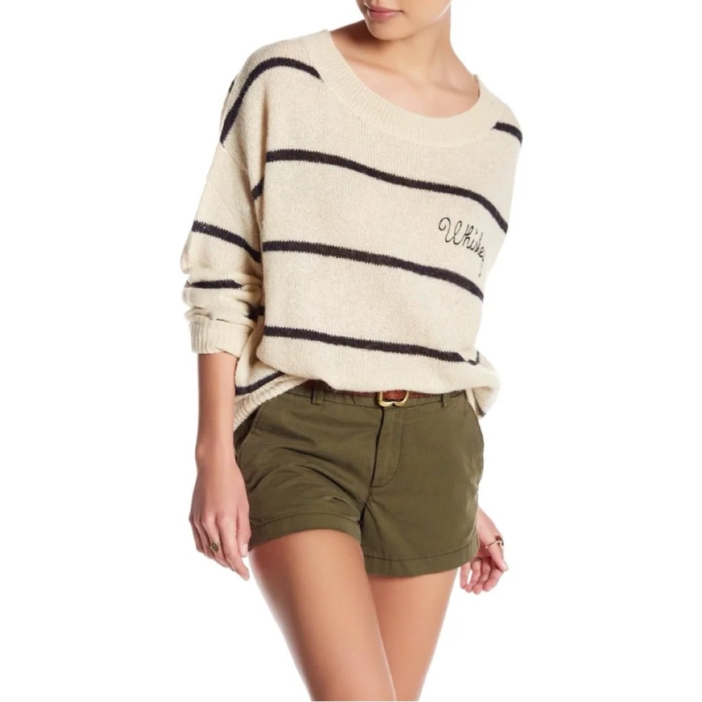 Wildfox Happy Hour Striped Whiskey Alpaca Sweater XS